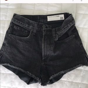 Rag & bone high rise washed black denim shorts
